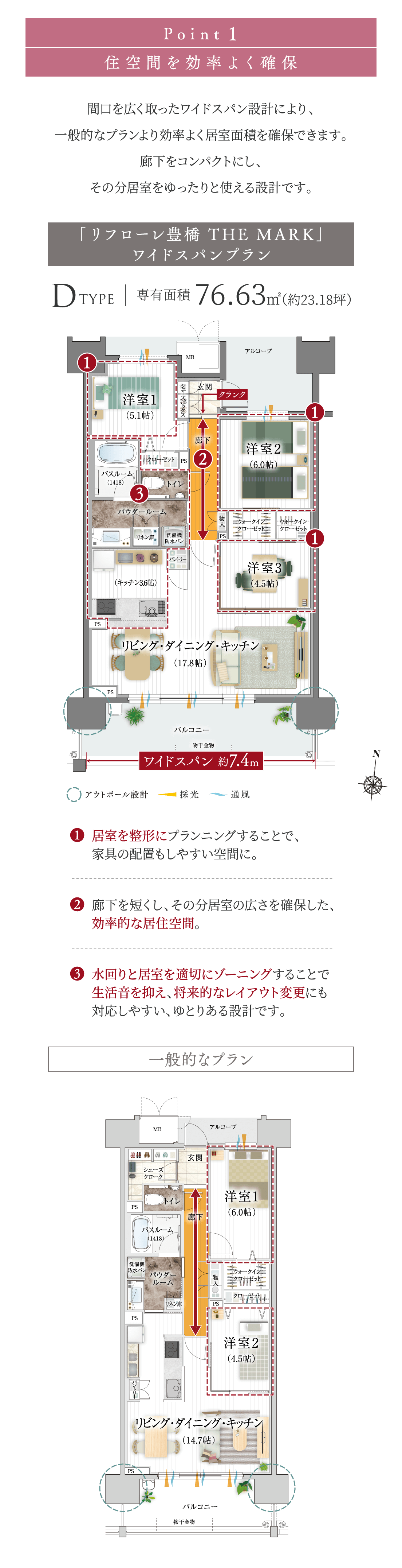 Point 1 住空間を効率よく確保